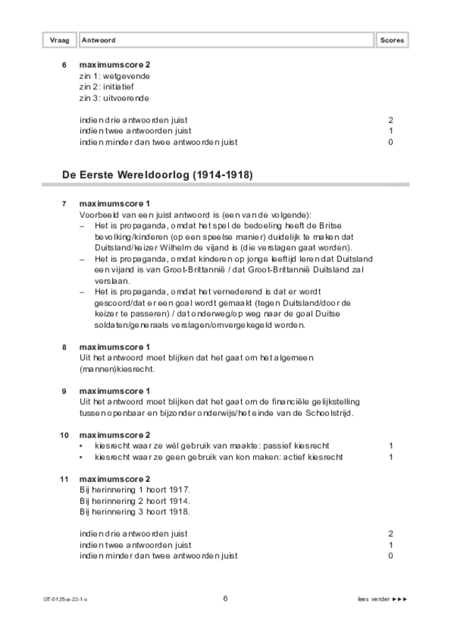 Correctievoorschrift examen VMBO GLTL geschiedenis 2022, tijdvak 1. Pagina 6