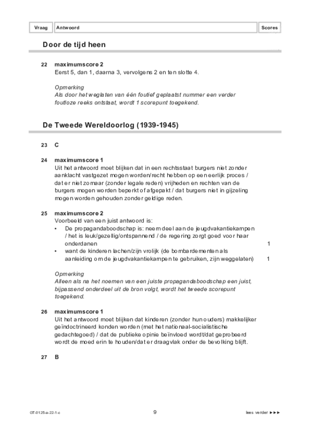 Correctievoorschrift examen VMBO GLTL geschiedenis 2022, tijdvak 1. Pagina 9