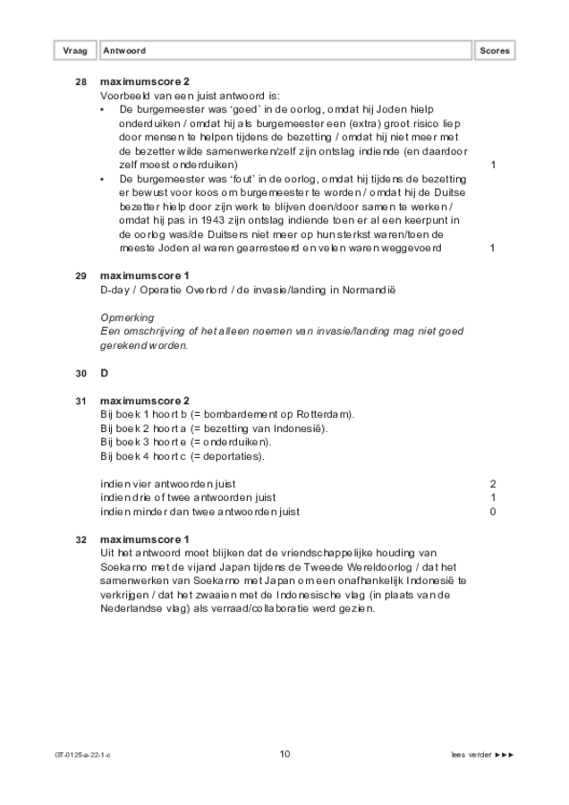 Correctievoorschrift examen VMBO GLTL geschiedenis 2022, tijdvak 1. Pagina 10