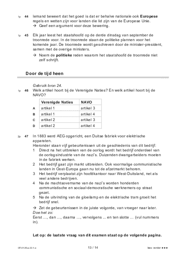 Opgaven examen VMBO GLTL geschiedenis 2022, tijdvak 1. Pagina 13