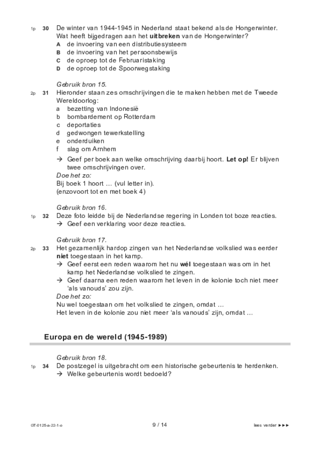 Opgaven examen VMBO GLTL geschiedenis 2022, tijdvak 1. Pagina 9