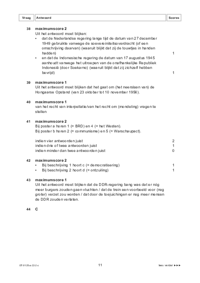 Correctievoorschrift examen VMBO GLTL geschiedenis 2022, tijdvak 2. Pagina 11