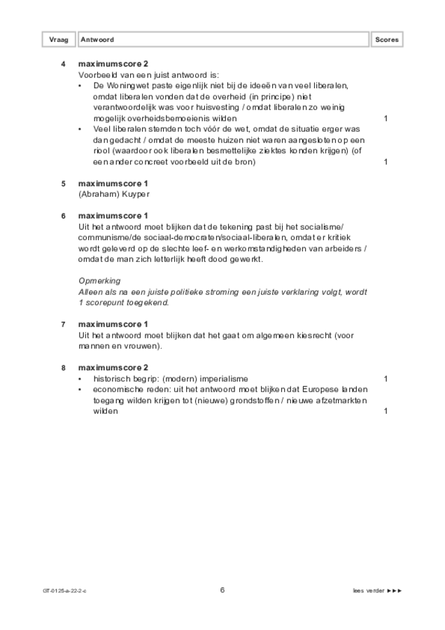 Correctievoorschrift examen VMBO GLTL geschiedenis 2022, tijdvak 2. Pagina 6