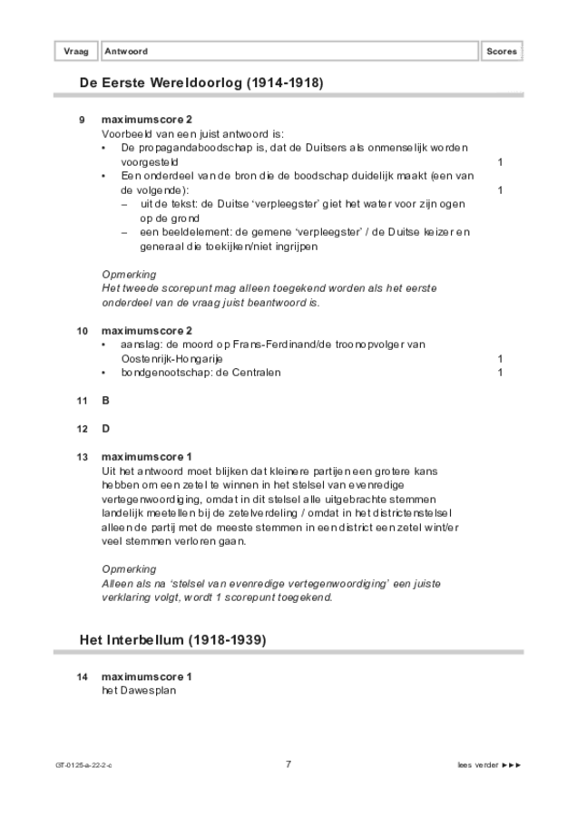 Correctievoorschrift examen VMBO GLTL geschiedenis 2022, tijdvak 2. Pagina 7