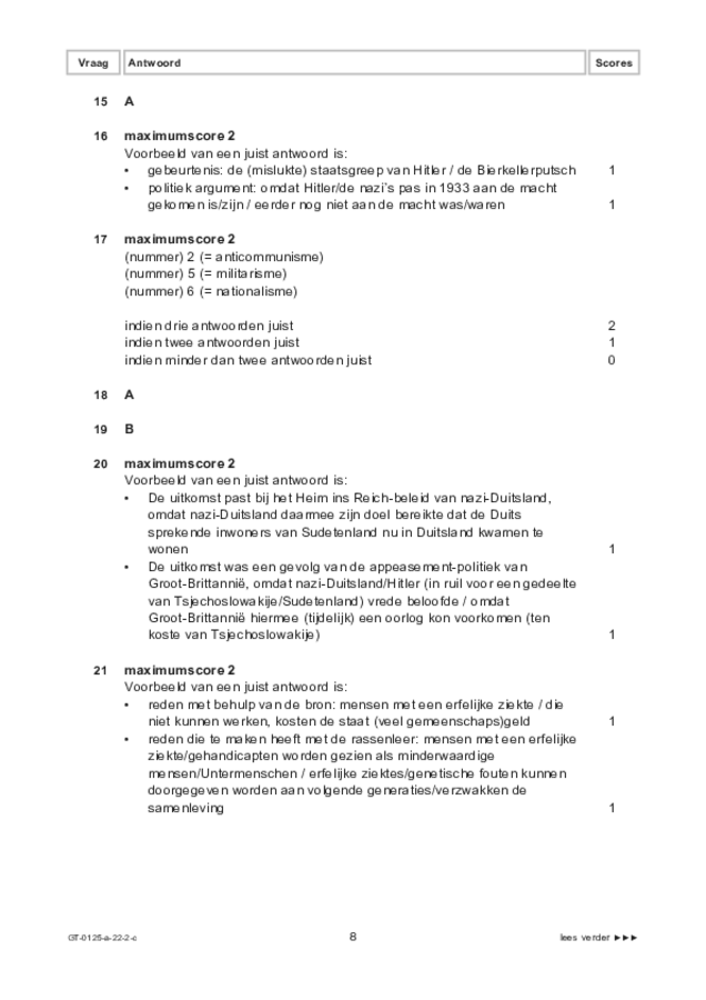 Correctievoorschrift examen VMBO GLTL geschiedenis 2022, tijdvak 2. Pagina 8