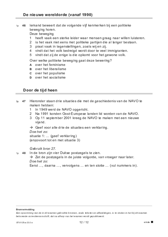 Opgaven examen VMBO GLTL geschiedenis 2022, tijdvak 2. Pagina 12