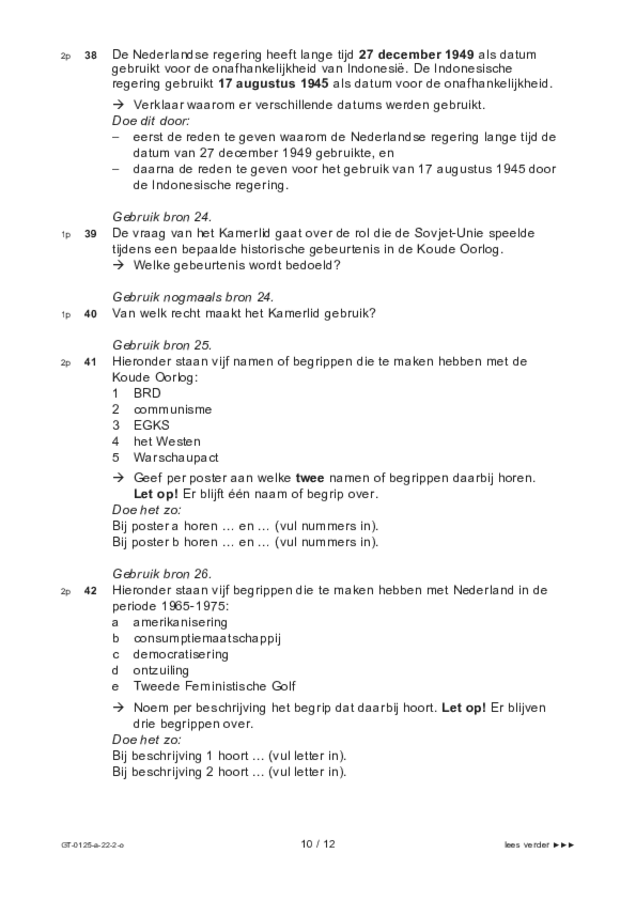 Opgaven examen VMBO GLTL geschiedenis 2022, tijdvak 2. Pagina 10