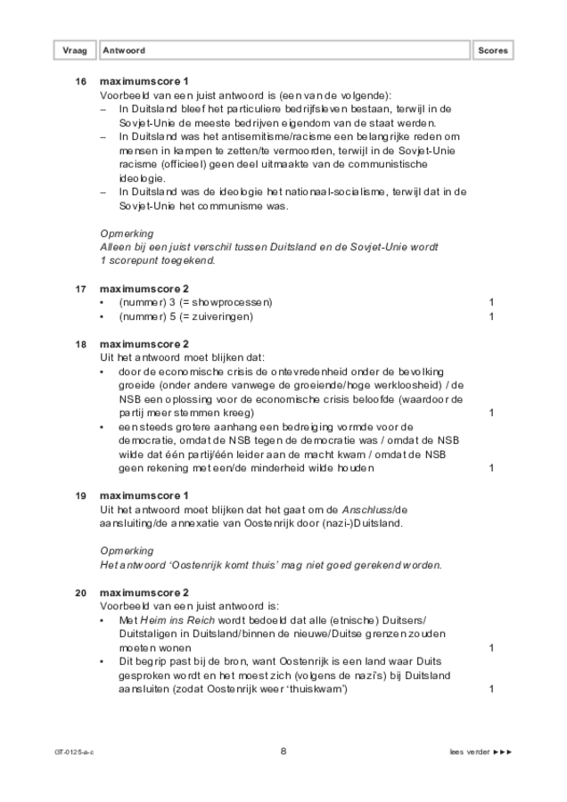 Correctievoorschrift examen VMBO GLTL geschiedenis 2022, tijdvak 3. Pagina 8