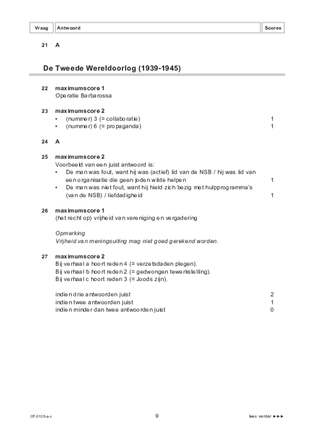 Correctievoorschrift examen VMBO GLTL geschiedenis 2022, tijdvak 3. Pagina 9
