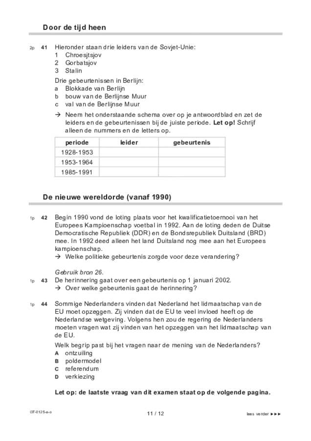 Opgaven examen VMBO GLTL geschiedenis 2022, tijdvak 3. Pagina 11