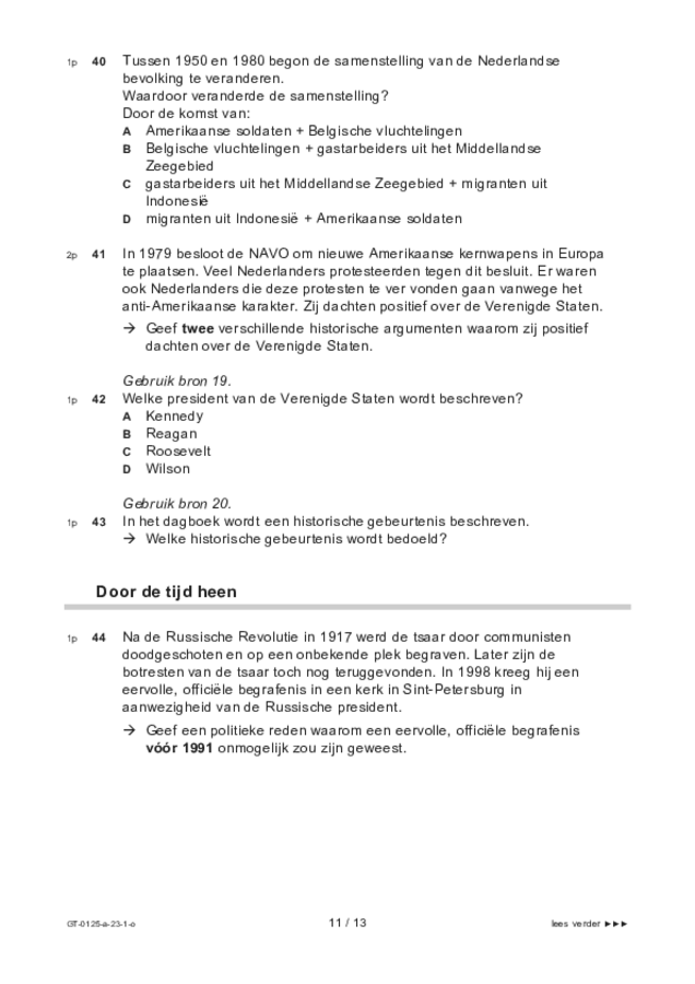Opgaven examen VMBO GLTL geschiedenis 2023, tijdvak 1. Pagina 11