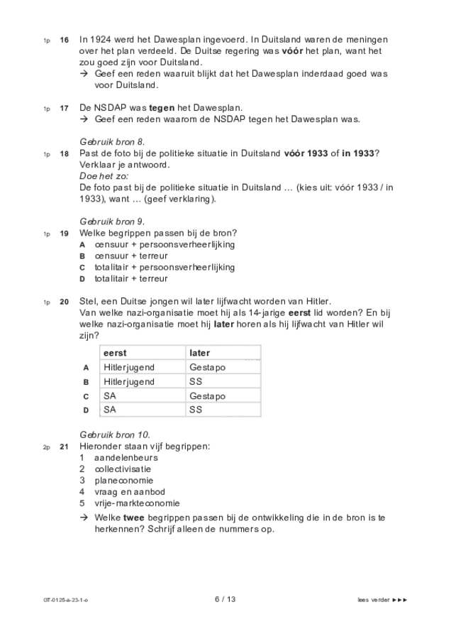 Opgaven examen VMBO GLTL geschiedenis 2023, tijdvak 1. Pagina 6