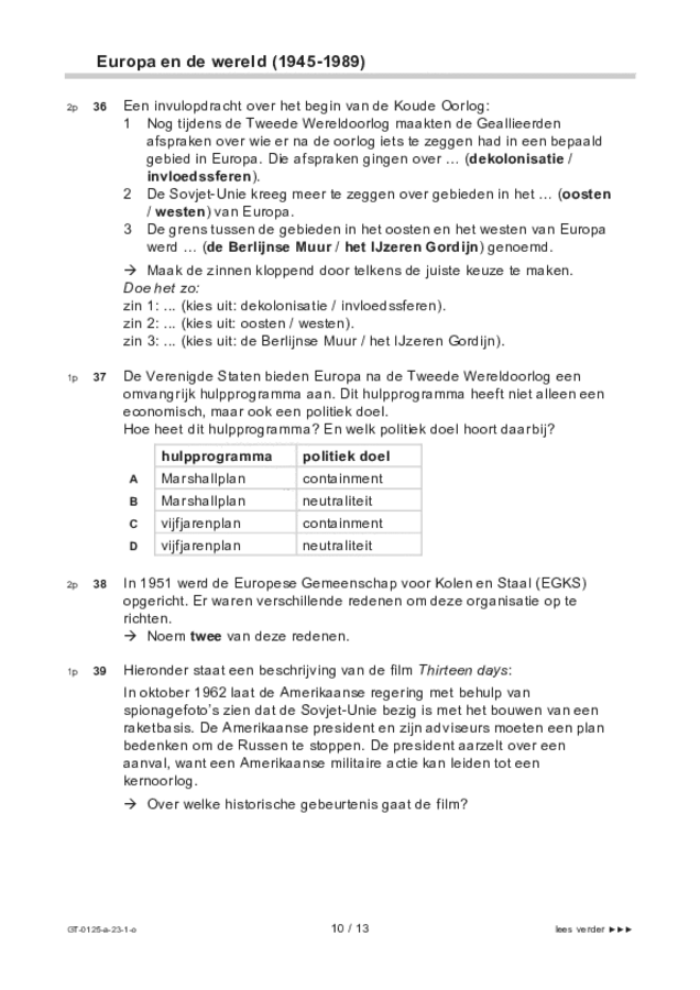 Opgaven examen VMBO GLTL geschiedenis 2023, tijdvak 1. Pagina 10