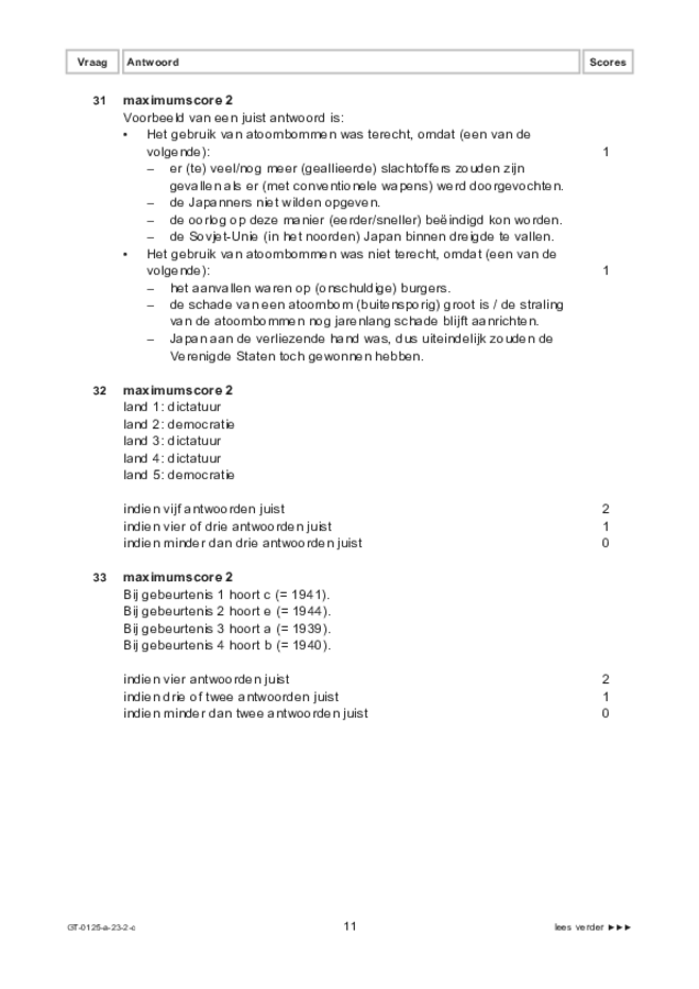 Correctievoorschrift examen VMBO GLTL geschiedenis 2023, tijdvak 2. Pagina 11