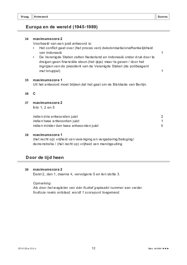 Correctievoorschrift examen VMBO GLTL geschiedenis 2023, tijdvak 2. Pagina 12