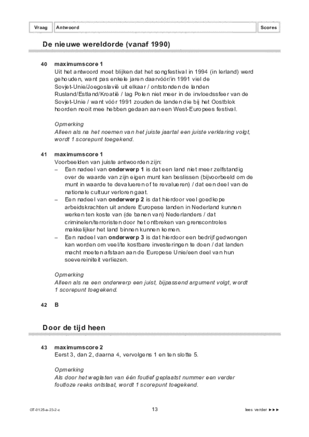 Correctievoorschrift examen VMBO GLTL geschiedenis 2023, tijdvak 2. Pagina 13