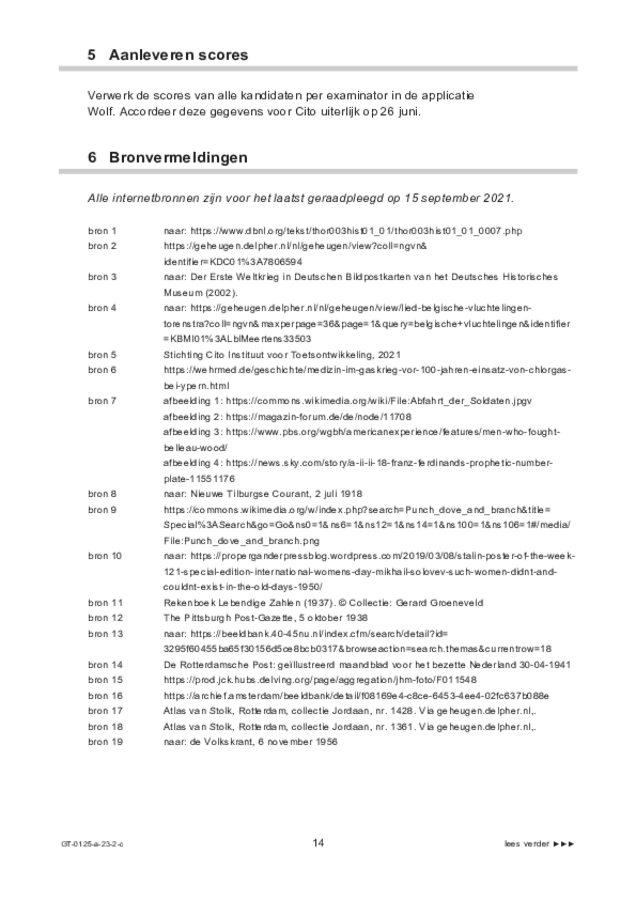 Correctievoorschrift examen VMBO GLTL geschiedenis 2023, tijdvak 2. Pagina 14