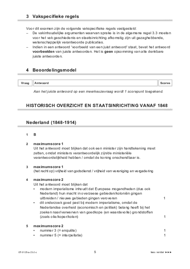 Correctievoorschrift examen VMBO GLTL geschiedenis 2023, tijdvak 2. Pagina 5