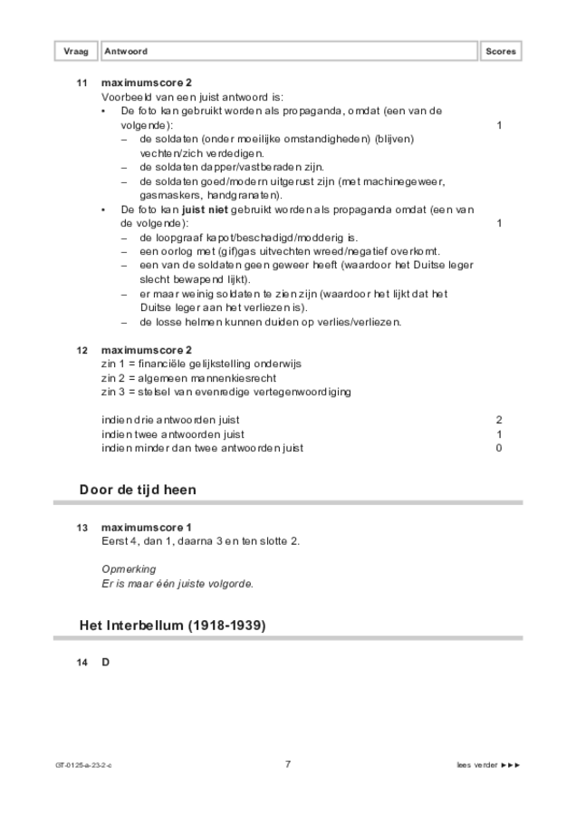 Correctievoorschrift examen VMBO GLTL geschiedenis 2023, tijdvak 2. Pagina 7