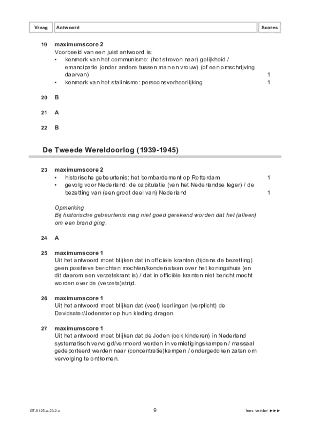 Correctievoorschrift examen VMBO GLTL geschiedenis 2023, tijdvak 2. Pagina 9