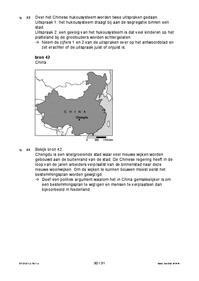 Opgaven examen VMBO GLTL aardrijkskunde 2018, tijdvak 1. Pagina 30