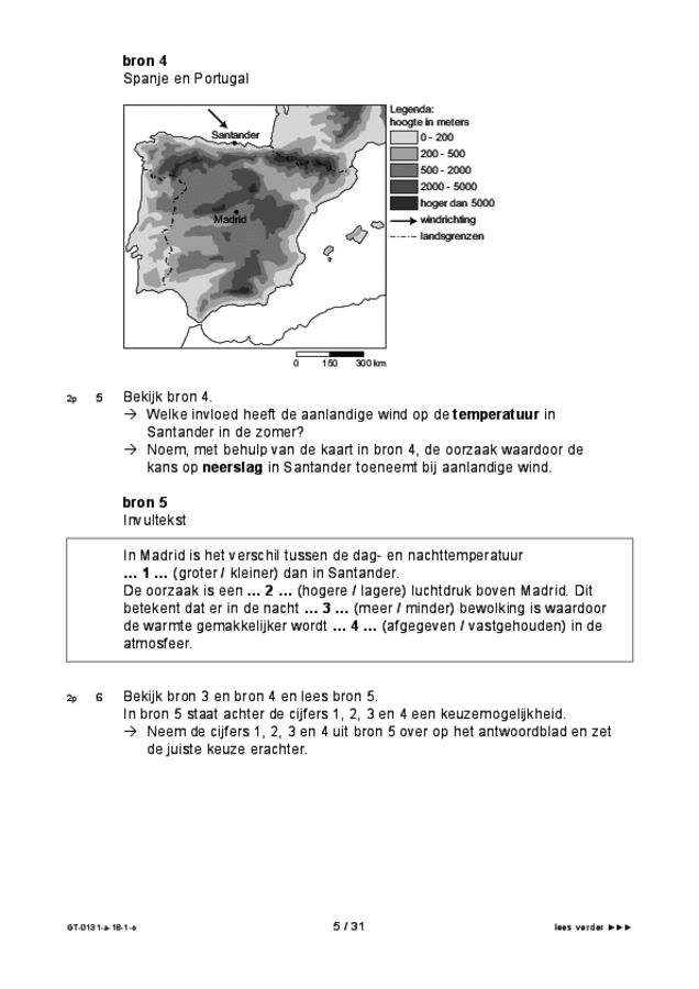 Opgaven examen VMBO GLTL aardrijkskunde 2018, tijdvak 1. Pagina 5