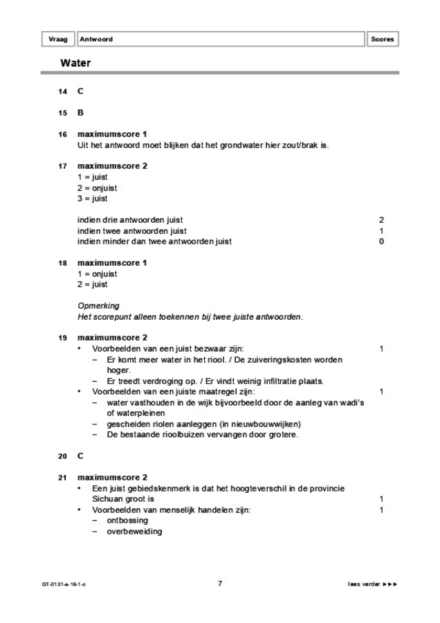 Correctievoorschrift examen VMBO GLTL aardrijkskunde 2019, tijdvak 1. Pagina 7