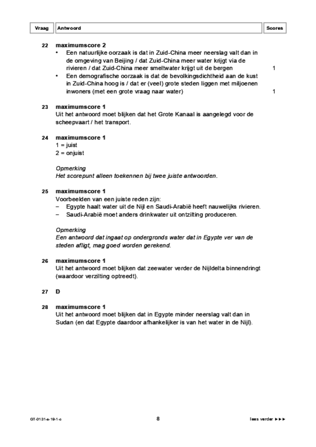 Correctievoorschrift examen VMBO GLTL aardrijkskunde 2019, tijdvak 1. Pagina 8