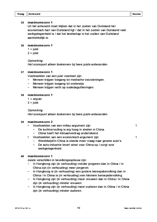 Correctievoorschrift examen VMBO GLTL aardrijkskunde 2019, tijdvak 1. Pagina 10