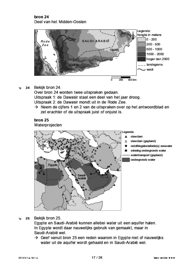 Opgaven examen VMBO GLTL aardrijkskunde 2019, tijdvak 1. Pagina 17