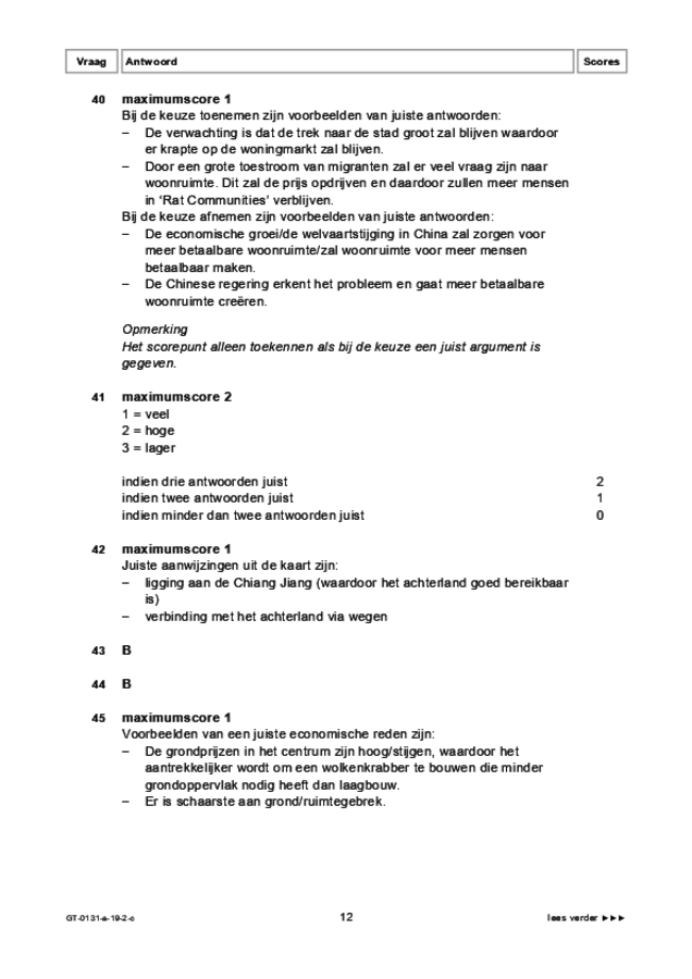 Correctievoorschrift examen VMBO GLTL aardrijkskunde 2019, tijdvak 2. Pagina 12
