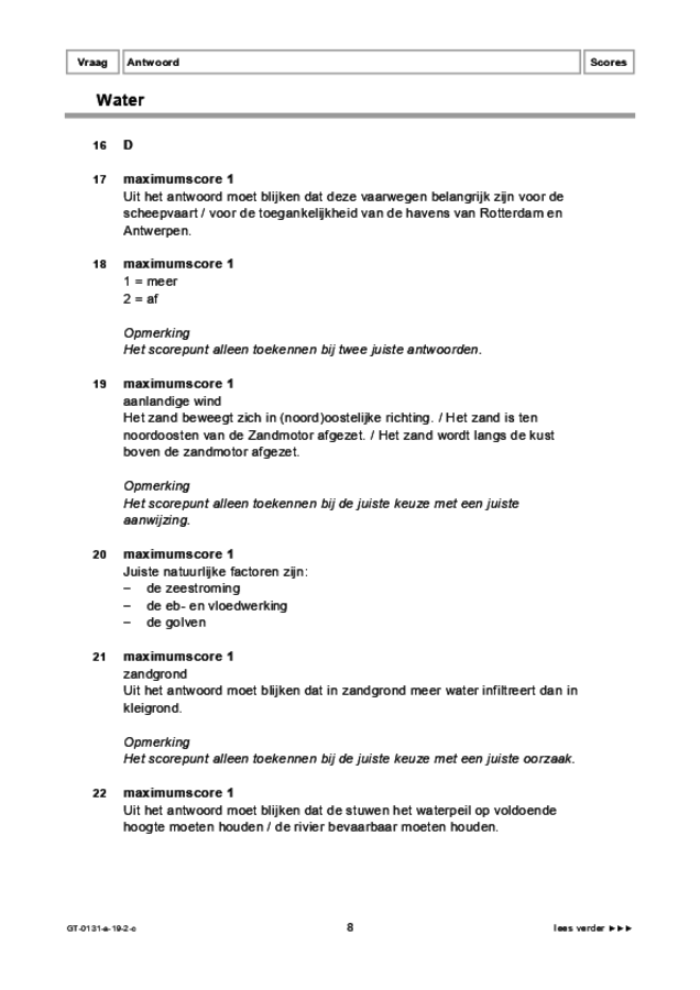 Correctievoorschrift examen VMBO GLTL aardrijkskunde 2019, tijdvak 2. Pagina 8