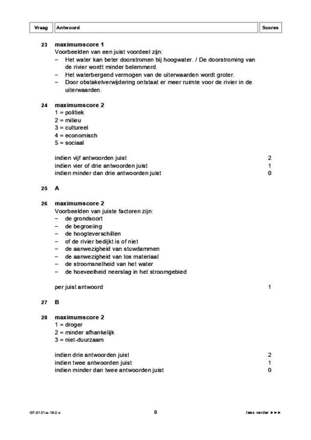 Correctievoorschrift examen VMBO GLTL aardrijkskunde 2019, tijdvak 2. Pagina 9