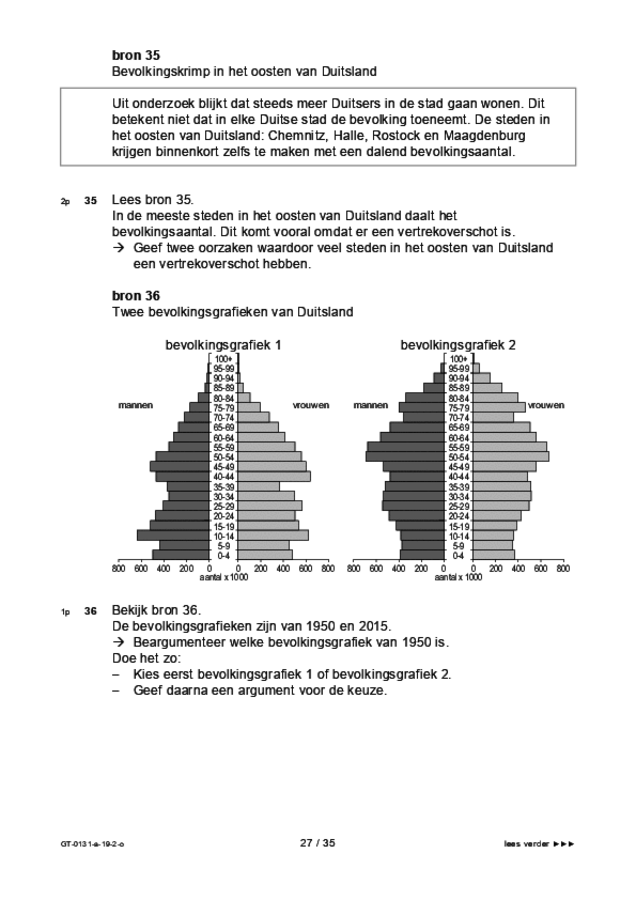 Opgaven examen VMBO GLTL aardrijkskunde 2019, tijdvak 2. Pagina 27