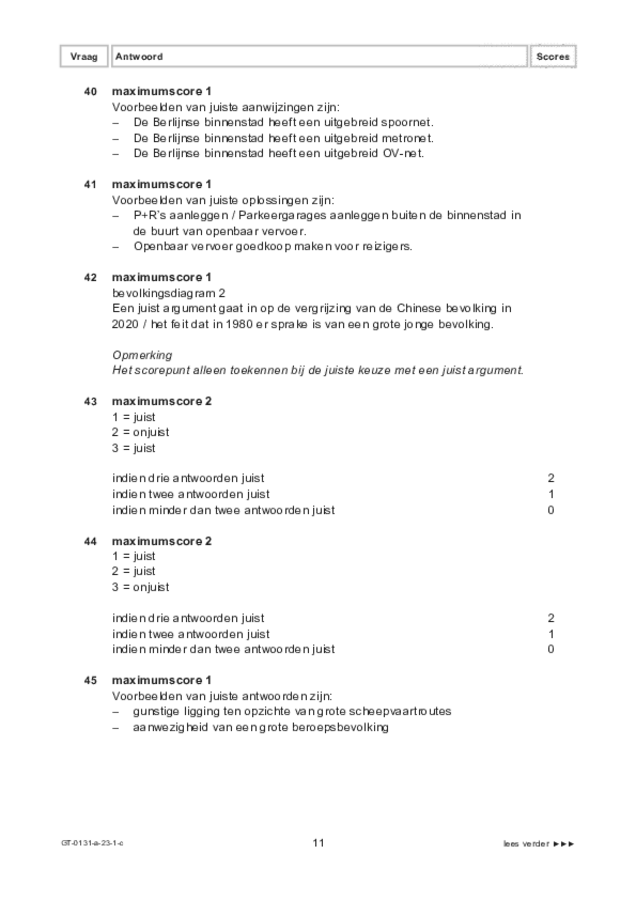 Correctievoorschrift examen VMBO GLTL aardrijkskunde 2023, tijdvak 1. Pagina 11