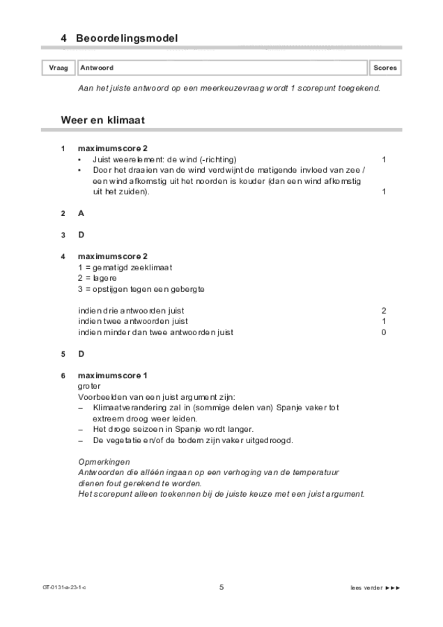 Correctievoorschrift examen VMBO GLTL aardrijkskunde 2023, tijdvak 1. Pagina 5