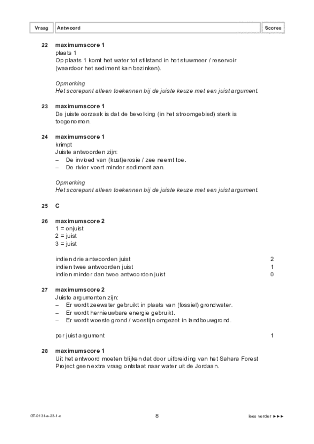 Correctievoorschrift examen VMBO GLTL aardrijkskunde 2023, tijdvak 1. Pagina 8