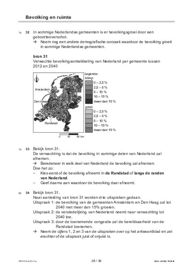 Opgaven examen VMBO GLTL aardrijkskunde 2023, tijdvak 1. Pagina 28