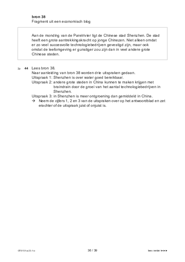 Opgaven examen VMBO GLTL aardrijkskunde 2023, tijdvak 1. Pagina 36