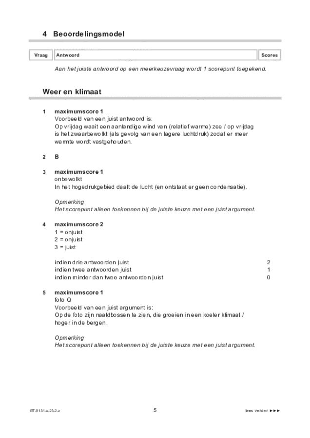 Correctievoorschrift examen VMBO GLTL aardrijkskunde 2023, tijdvak 2. Pagina 5