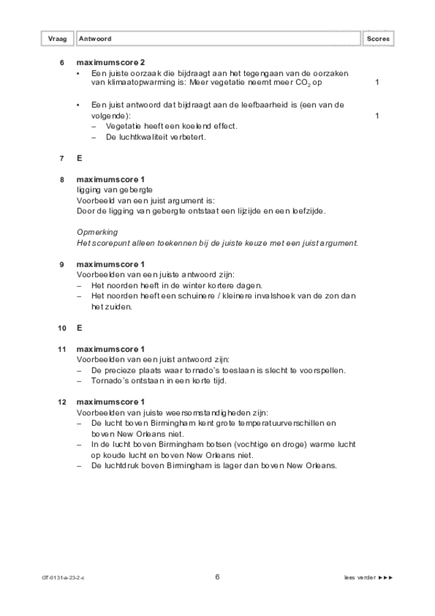 Correctievoorschrift examen VMBO GLTL aardrijkskunde 2023, tijdvak 2. Pagina 6