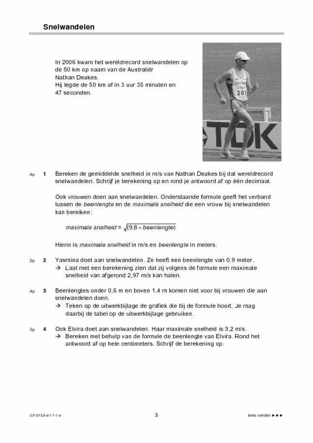 Opgaven examen VMBO GLTL wiskunde 2011, tijdvak 1. Pagina 3