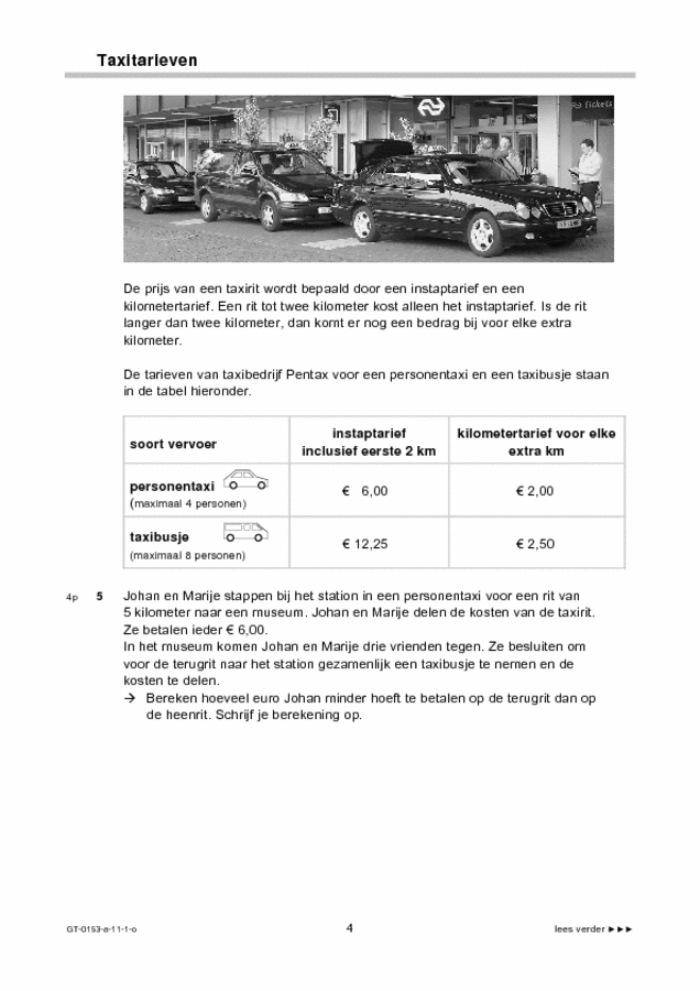 Opgaven examen VMBO GLTL wiskunde 2011, tijdvak 1. Pagina 4