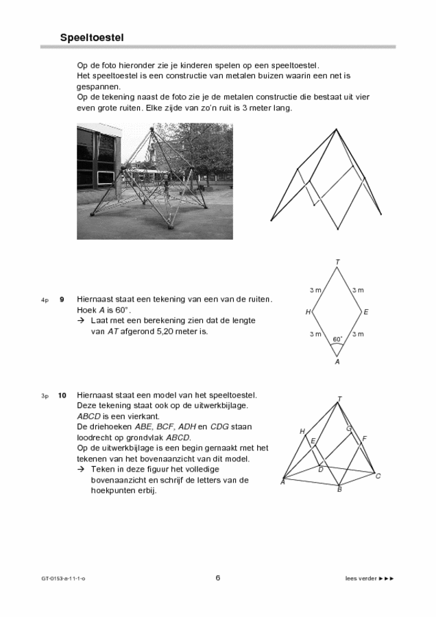 Opgaven examen VMBO GLTL wiskunde 2011, tijdvak 1. Pagina 6