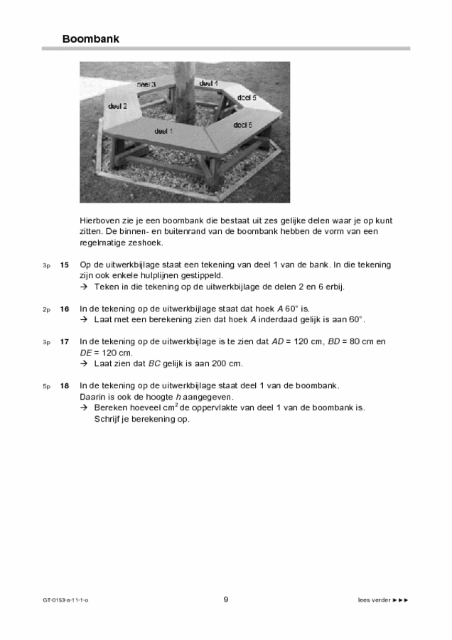 Opgaven examen VMBO GLTL wiskunde 2011, tijdvak 1. Pagina 9