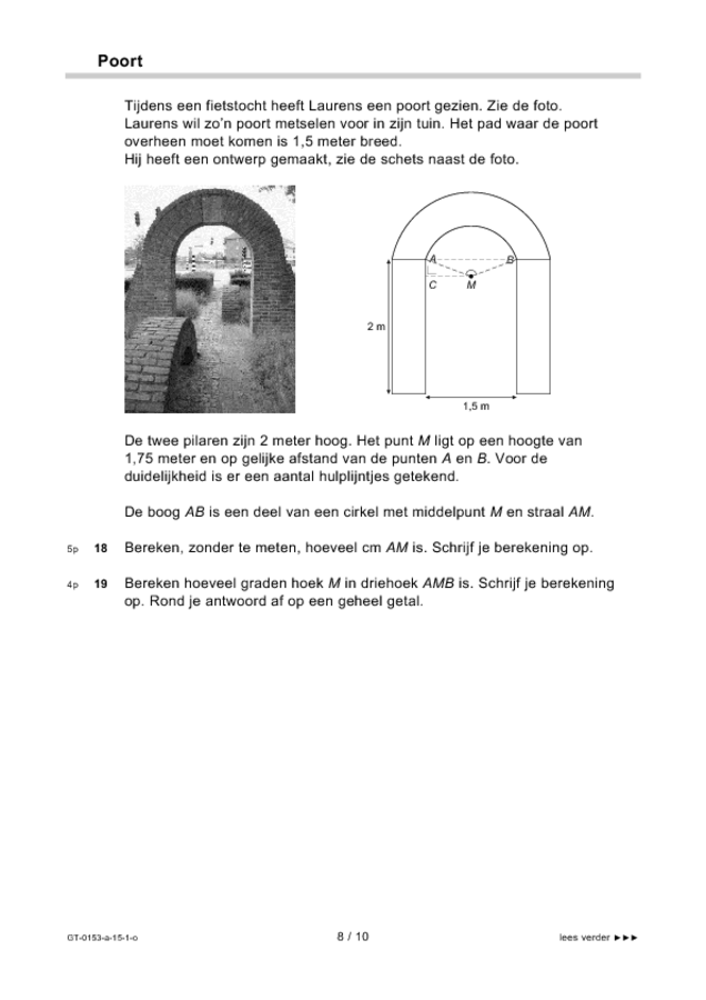 Opgaven examen VMBO GLTL wiskunde 2015, tijdvak 1. Pagina 8