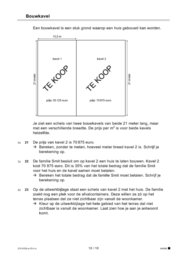 Opgaven examen VMBO GLTL wiskunde 2015, tijdvak 1. Pagina 10