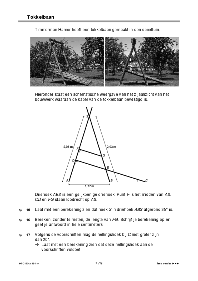 Opgaven examen VMBO GLTL wiskunde 2018, tijdvak 1. Pagina 7