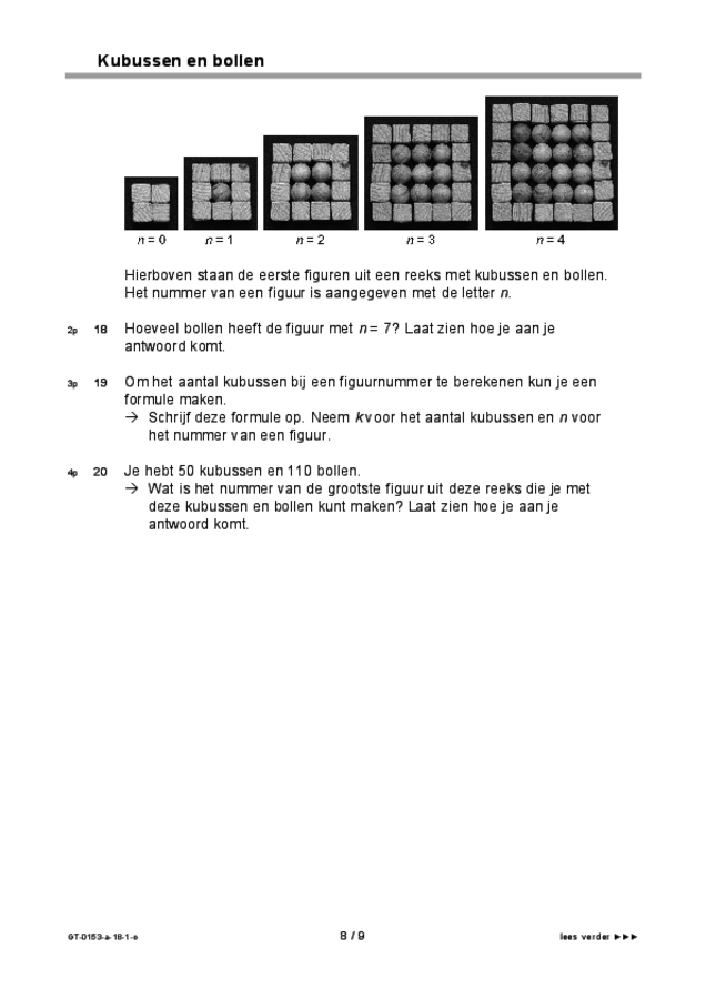 Opgaven examen VMBO GLTL wiskunde 2018, tijdvak 1. Pagina 8
