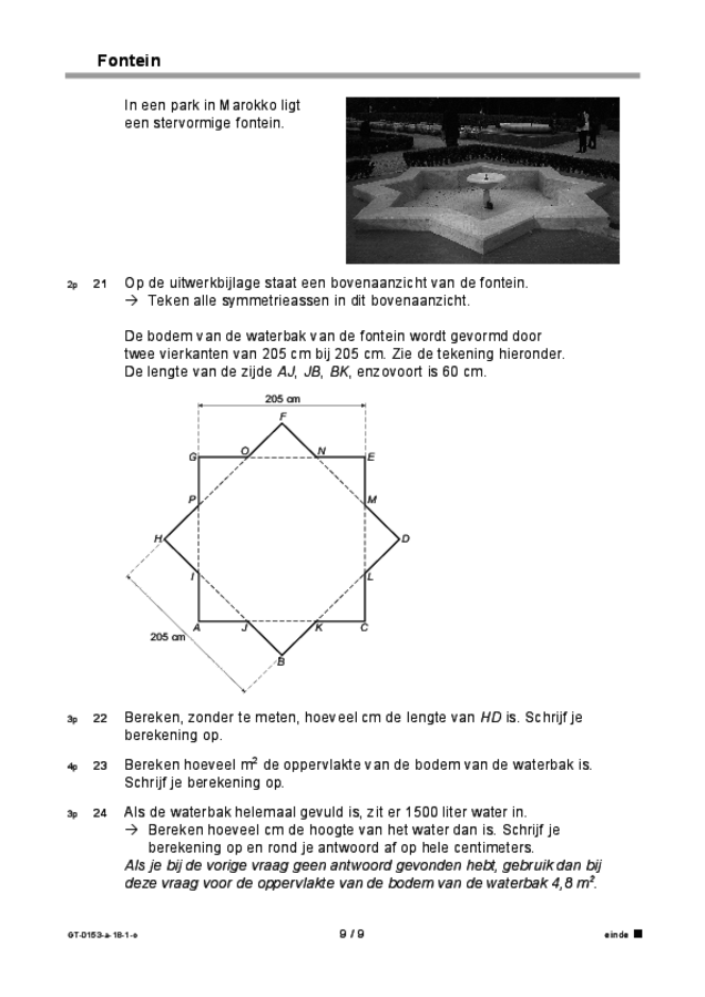 Opgaven examen VMBO GLTL wiskunde 2018, tijdvak 1. Pagina 9